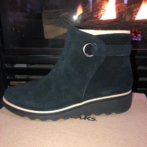 Clarks Sharon Spring Black Suede bootie